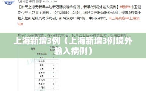上海新增3例（上海新增3例境外输入病例）