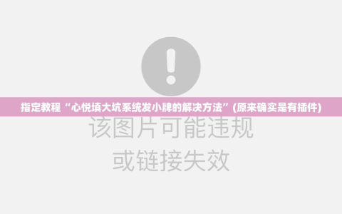 指定教程“心悦填大坑系统发小牌的解决方法”(原来确实是有插件)