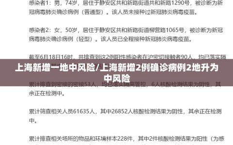 上海新增一地中风险/上海新增2例确诊病例2地升为中风险