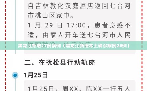黑龙江新增27例病例（黑龙江新增本土确诊病例26例）