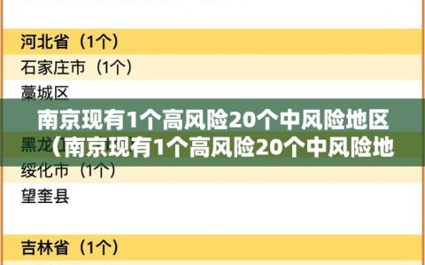 南京现有1个高风险20个中风险地区（南京现有1个高风险20个中风险地区吗）
