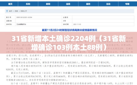 31省新增本土确诊2204例（31省新增确诊103例本土88例）