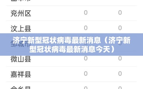 济宁新型冠状病毒最新消息（济宁新型冠状病毒最新消息今天）