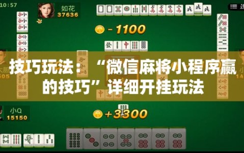 技巧玩法：“微信麻将小程序赢的技巧”详细开挂玩法