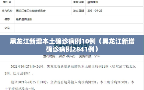 黑龙江新增本土确诊病例10例（黑龙江新增确诊病例2841例）