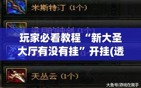 玩家必看教程“新大圣大厅有没有挂”开挂(透视)辅助神器