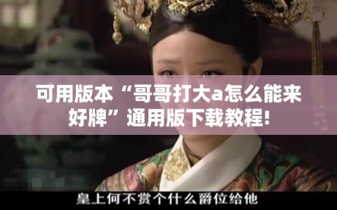 可用版本“哥哥打大a怎么能来好牌”通用版下载教程!