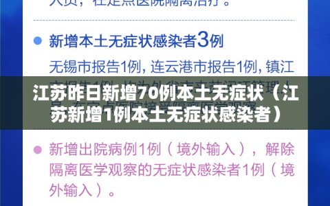 江苏昨日新增70例本土无症状（江苏新增1例本土无症状感染者）