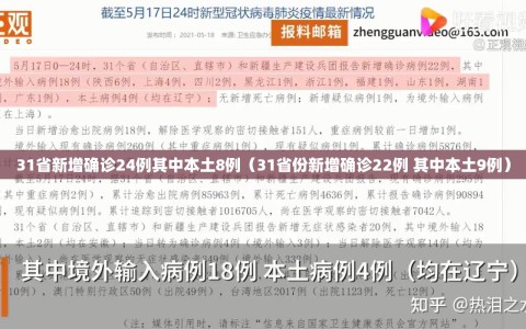 31省新增确诊24例其中本土8例（31省份新增确诊22例 其中本土9例）