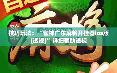 技巧玩法：“雀神广东麻将开挂器ios版(透视)”详细辅助透视