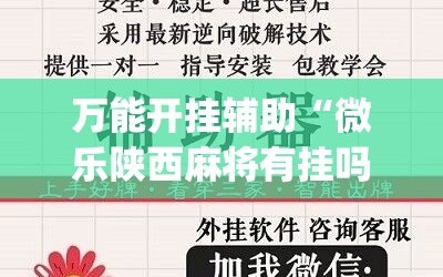 万能开挂辅助“微乐陕西麻将有挂吗”(必胜开挂神器)