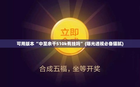 可用版本“中至余干510k有挂吗”(曝光透视必备猫腻)