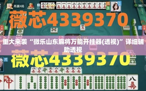 重大来袭“微乐山东麻将万能开挂器(透视)”详细辅助透视
