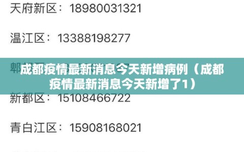 成都疫情最新消息今天新增病例（成都疫情最新消息今天新增了1）