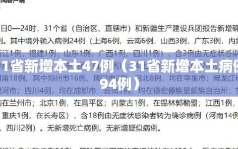31省新增本土47例（31省新增本土病例94例）