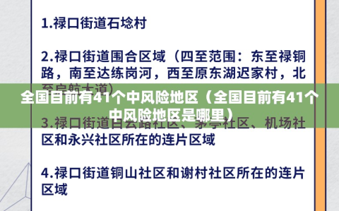 全国目前有41个中风险地区（全国目前有41个中风险地区是哪里）