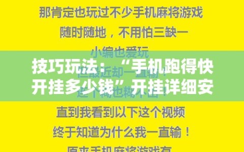 技巧玩法：“手机跑得快开挂多少钱”开挂详细安装教程