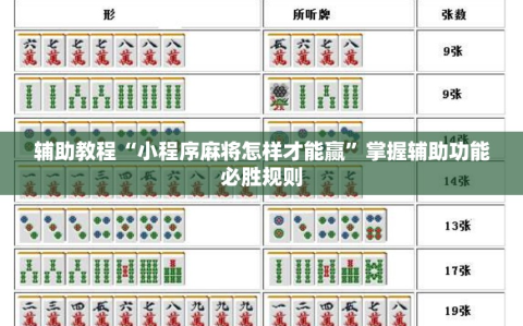 辅助教程“小程序麻将怎样才能赢”掌握辅助功能必胜规则