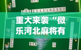 重大来袭“微乐河北麻将有挂吗”(原来确实是有插件)