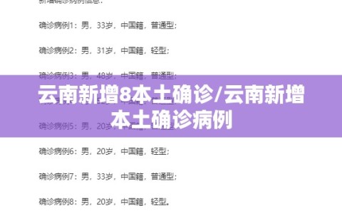 云南新增8本土确诊/云南新增本土确诊病例