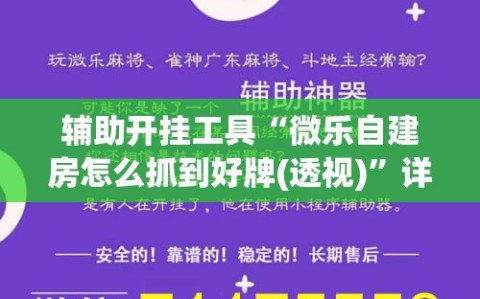 辅助开挂工具“微乐自建房怎么抓到好牌(透视)”详细辅助透视