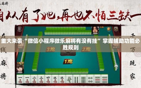 重大来袭“微信小程序微乐麻将有没有挂”掌握辅助功能必胜规则