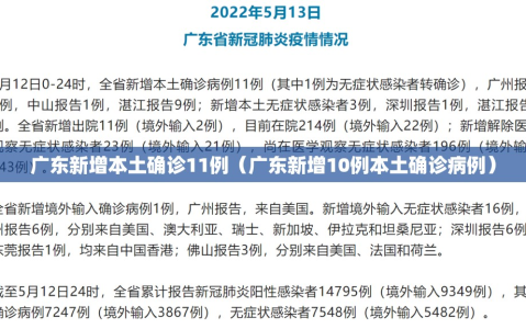 广东新增本土确诊11例（广东新增10例本土确诊病例）