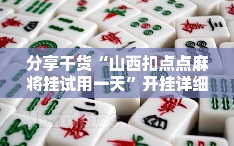 分享干货“山西扣点点麻将挂试用一天”开挂详细安装教程