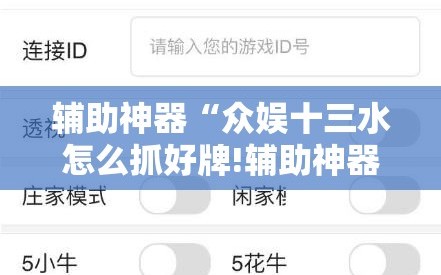 辅助神器“众娱十三水怎么抓好牌!辅助神器插件下载