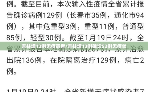吉林增13例无症患者/吉林增13例确诊52例无症状