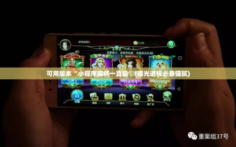可用版本“小程序麻将一直输”(曝光透视必备猫腻)