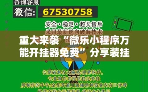 重大来袭“微乐小程序万能开挂器免费”分享装挂详细步骤