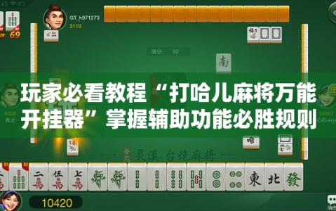 玩家必看教程“打哈儿麻将万能开挂器”掌握辅助功能必胜规则