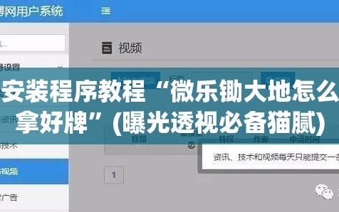 安装程序教程“微乐锄大地怎么拿好牌”(曝光透视必备猫腻)