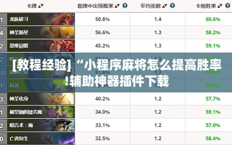 [教程经验]“小程序麻将怎么提高胜率!辅助神器插件下载